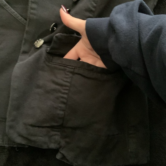 Free People Light Distressed Washed Black Military Jacket - Picture 10 of 12